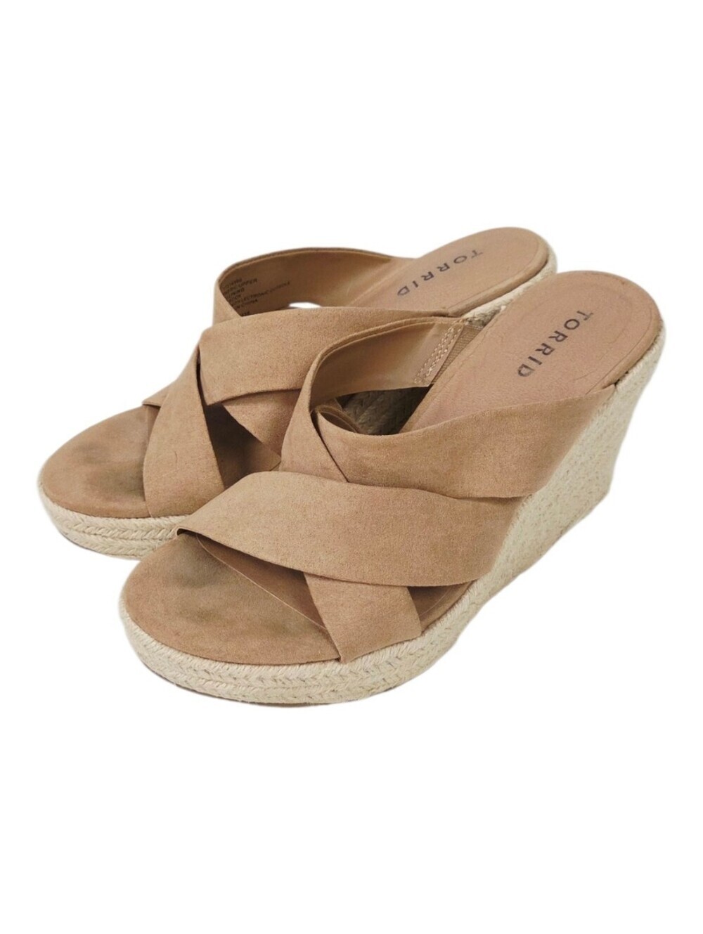 torrid Tan Suede Crisscross Espadrille Wedge Sandals 8 WIDE
